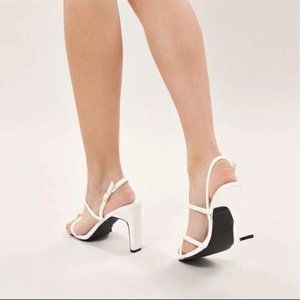 Toe ring multi strap crocodile sling back heels